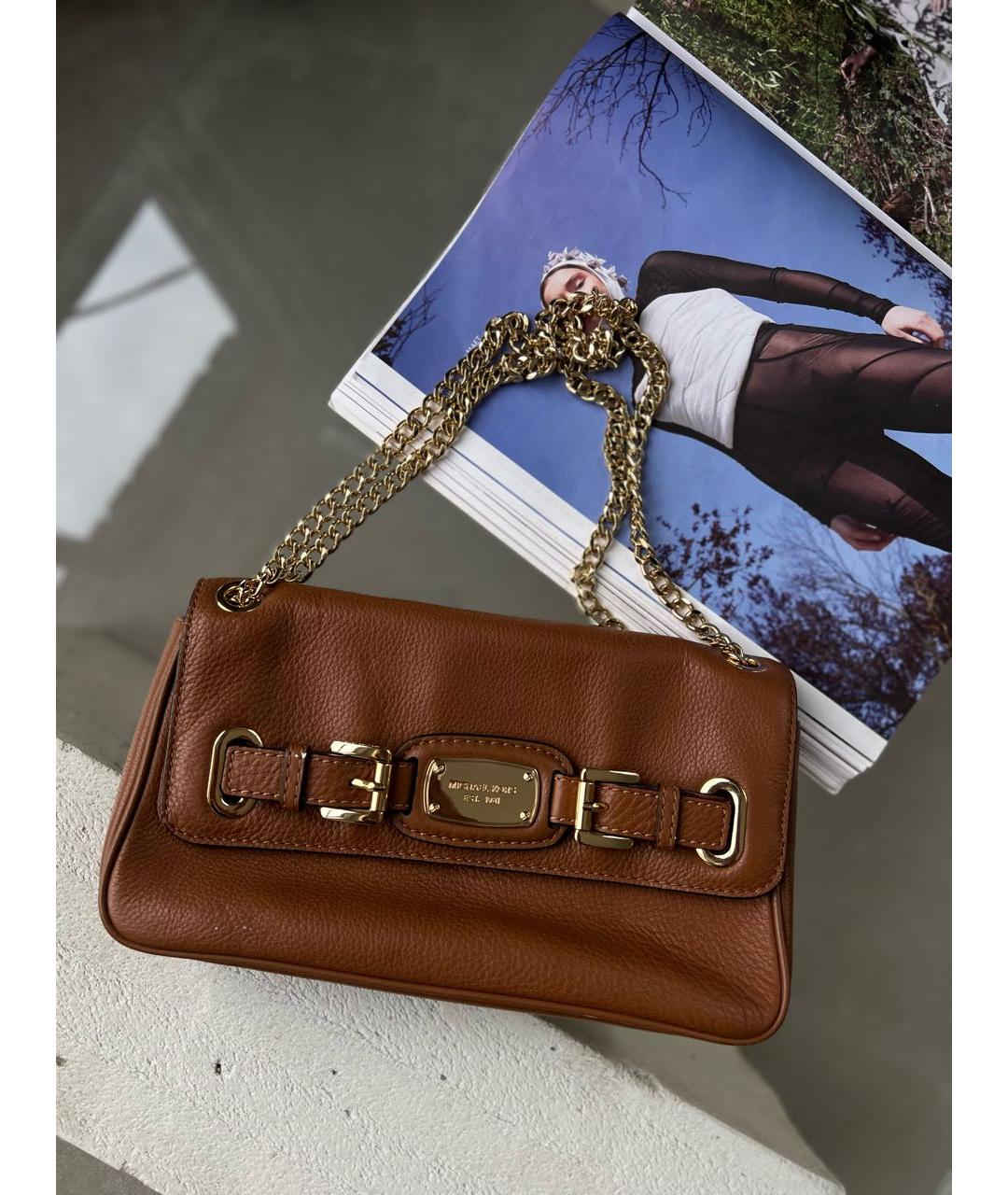 MICHAEL KORS Коричневая кожаная сумка через плечо, фото 3