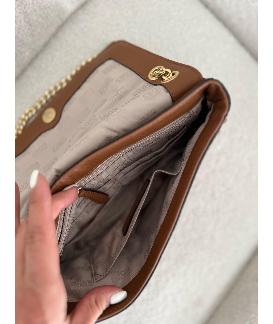 MICHAEL KORS Коричневая кожаная сумка через плечо, фото 5