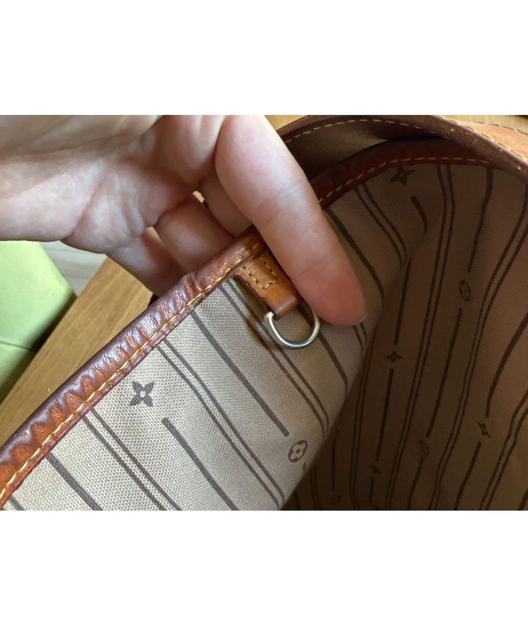 LOUIS VUITTON Коричневая кожаная сумка с короткими ручками, фото 7