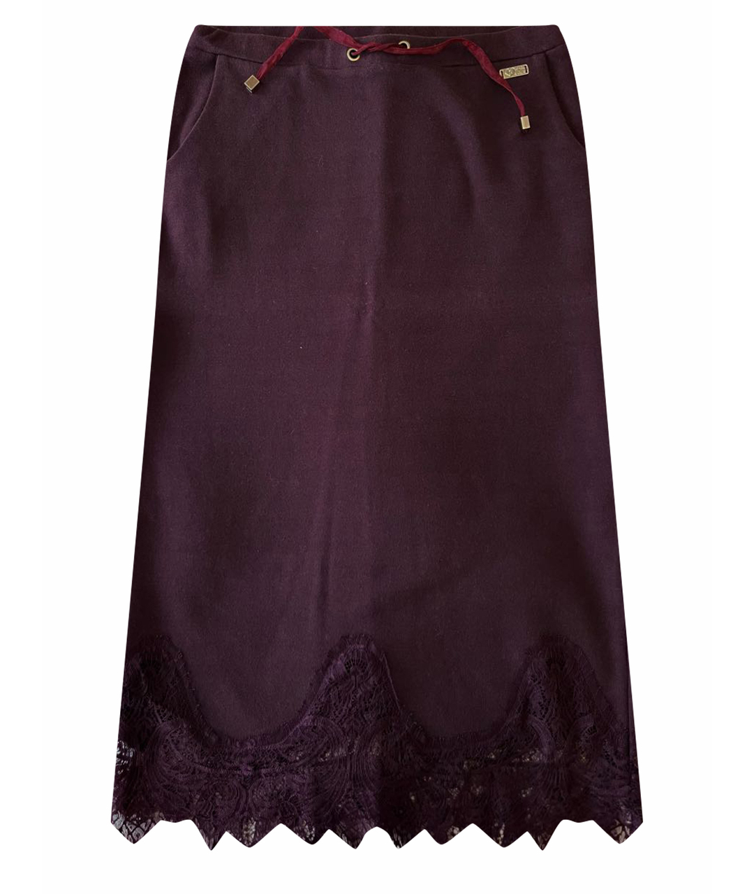 TWIN-SET Бордовая хлопковая юбка миди, фото 1