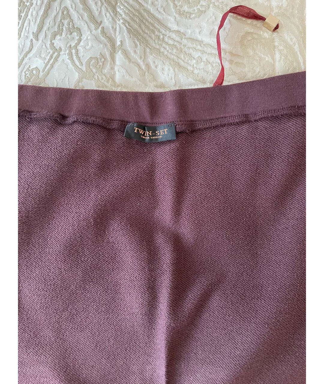 TWIN-SET Бордовая хлопковая юбка миди, фото 3