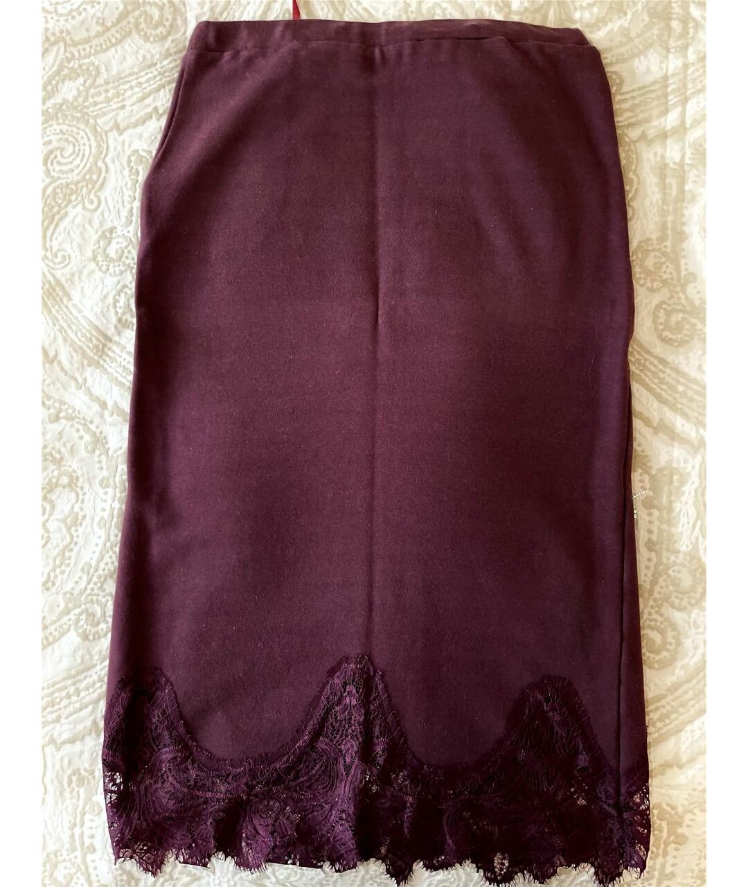 TWIN-SET Бордовая хлопковая юбка миди, фото 2