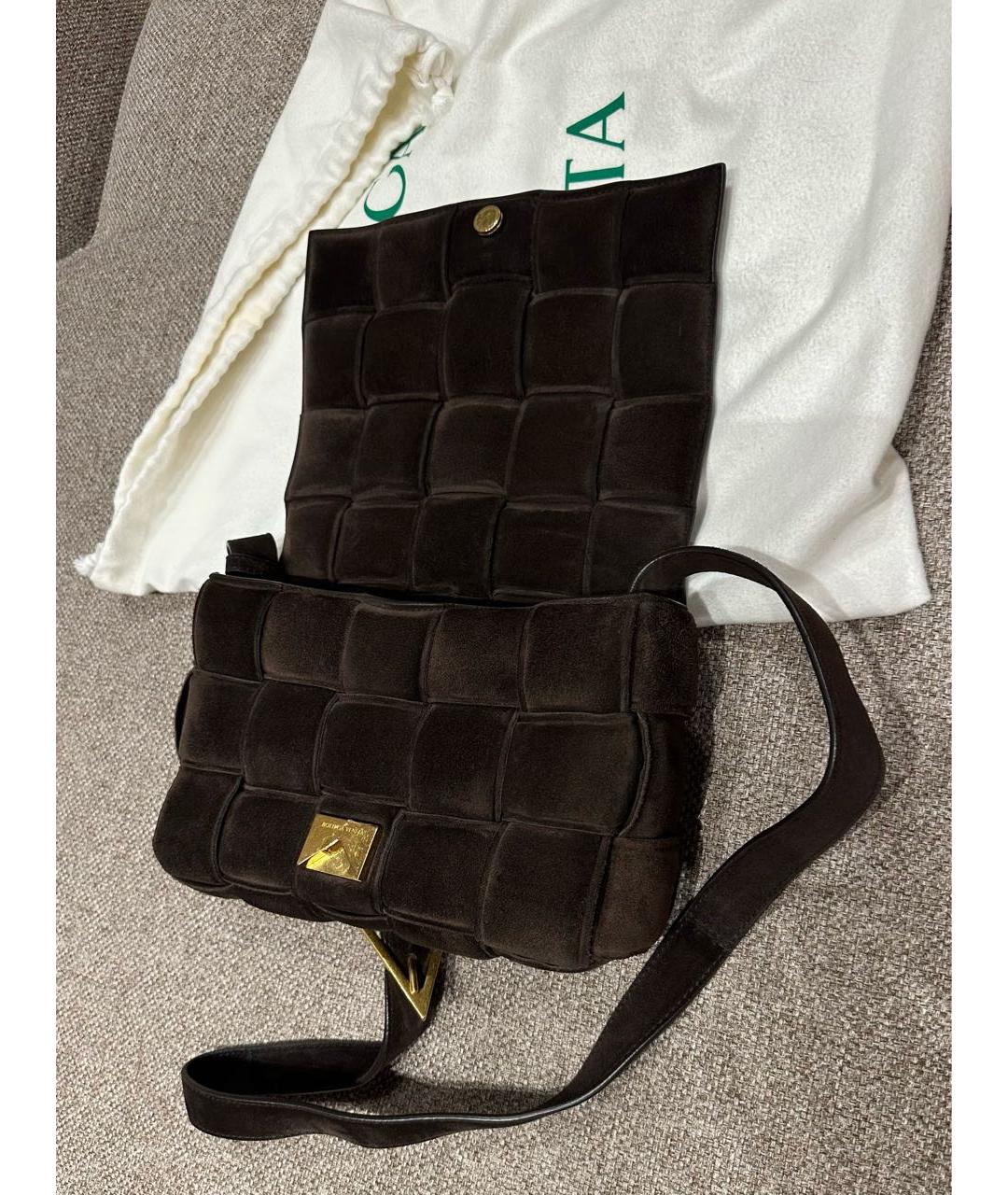 BOTTEGA VENETA Коричневая замшевая сумка через плечо, фото 6