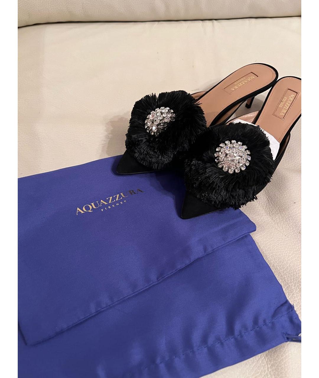 AQUAZZURA Черные замшевые мюли, фото 5
