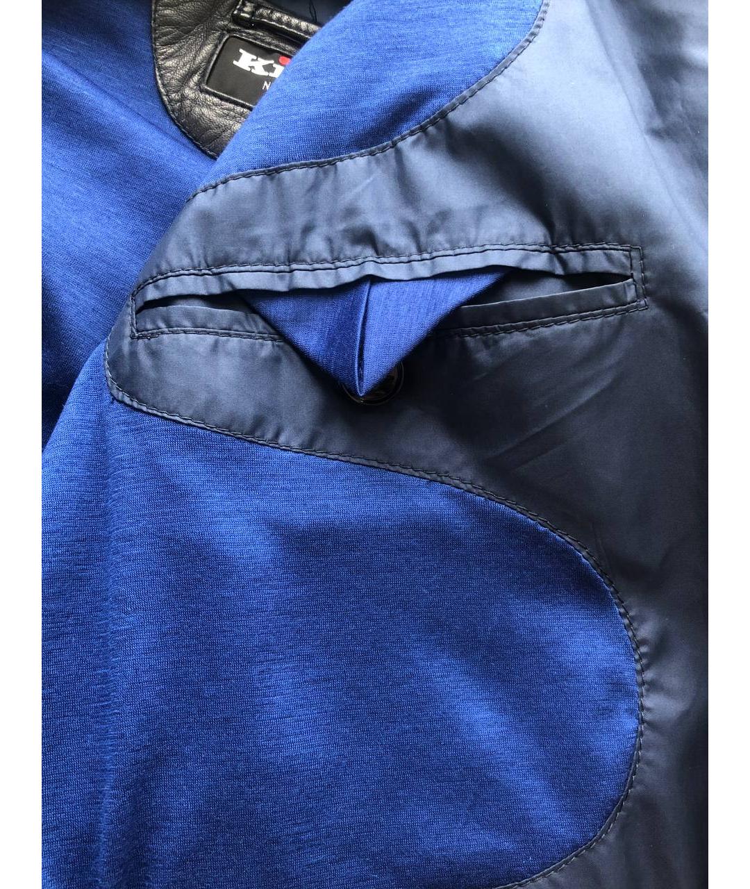 KITON Темно-синяя льняная куртка, фото 9
