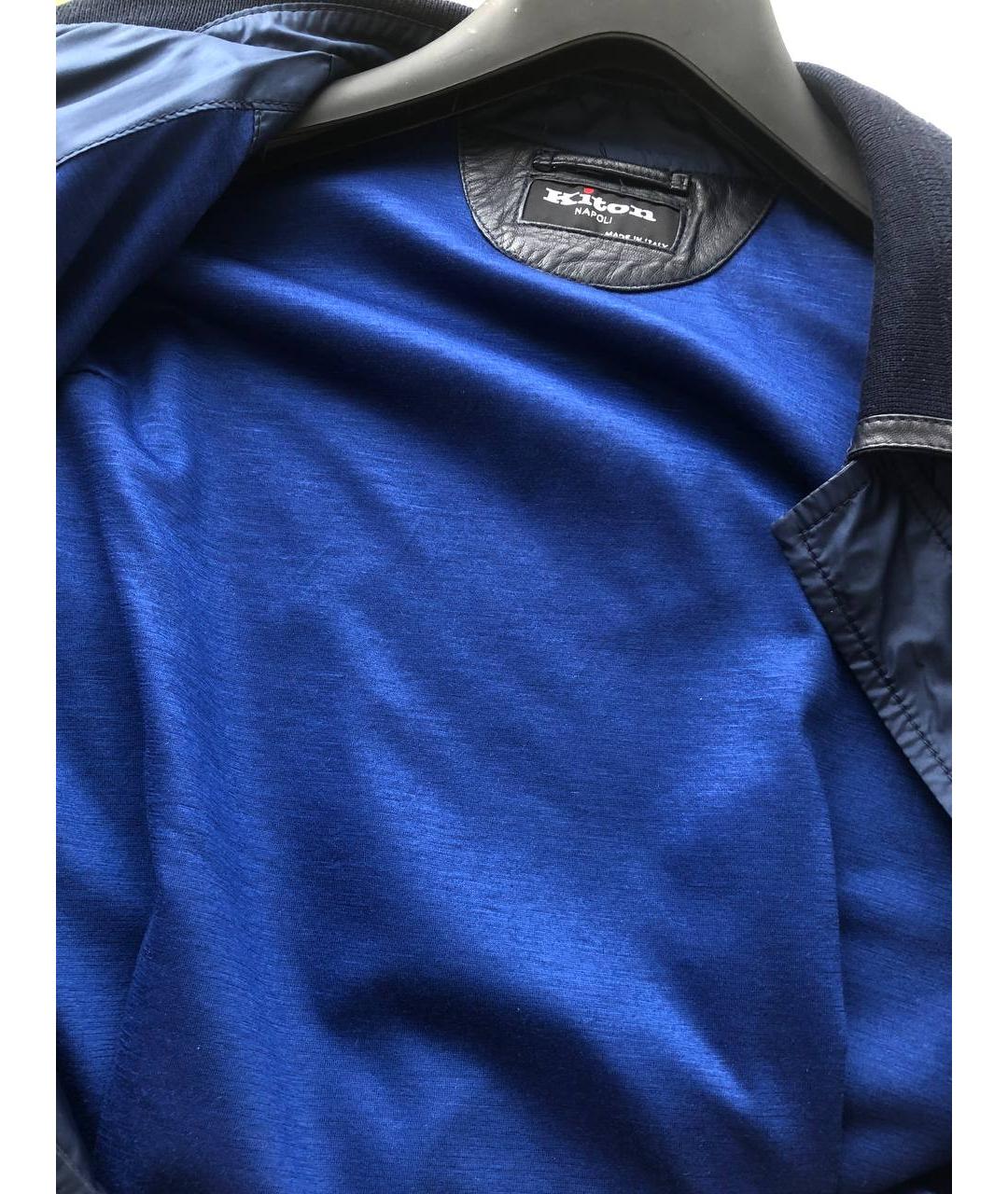 KITON Темно-синяя льняная куртка, фото 6