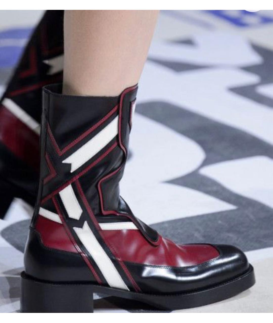 CHRISTIAN DIOR Бордовые кожаные полусапоги, фото 5