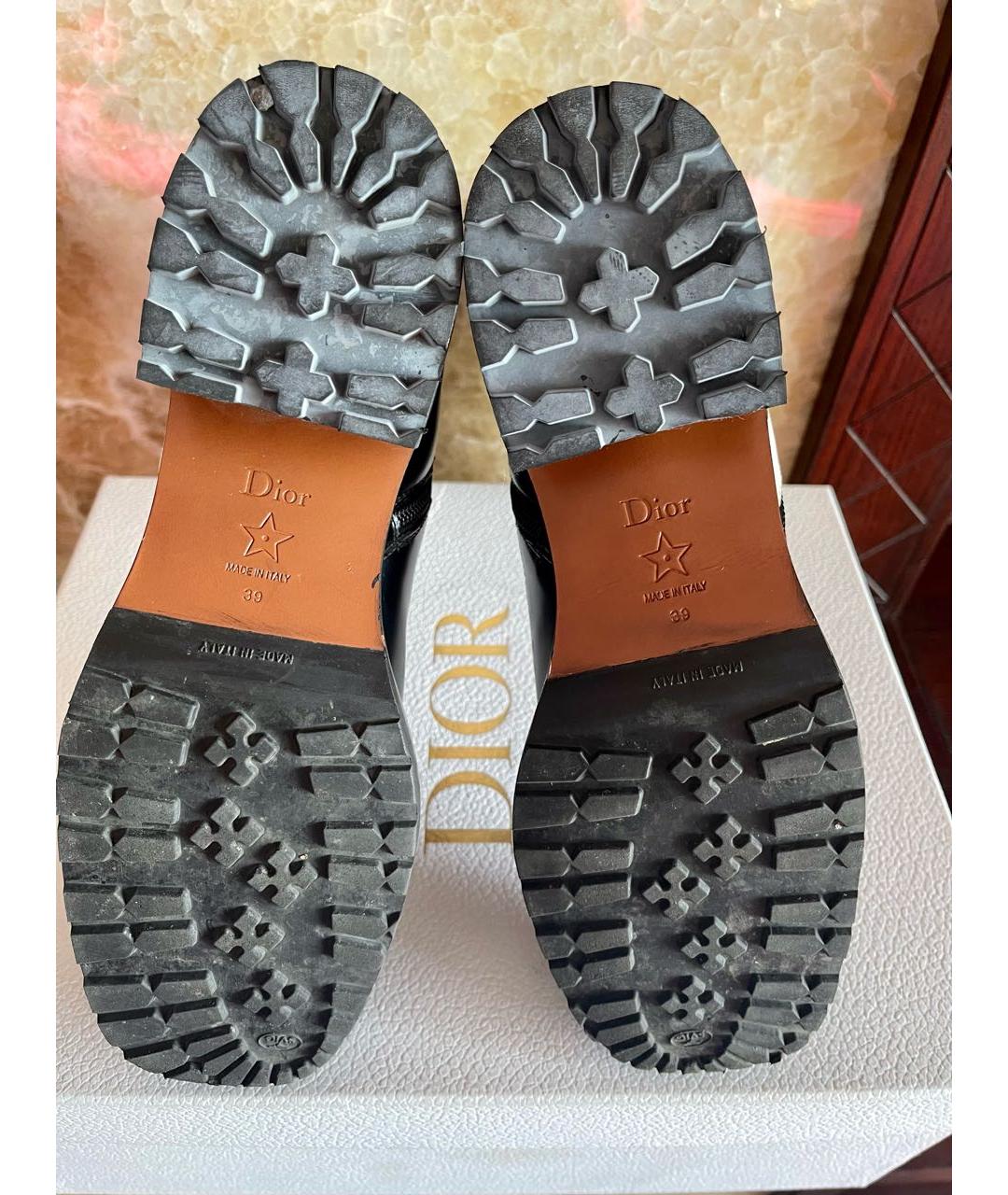 CHRISTIAN DIOR Бордовые кожаные полусапоги, фото 4