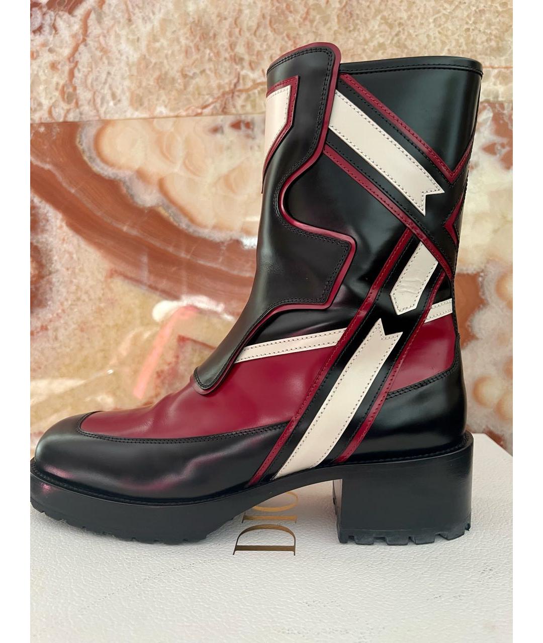 CHRISTIAN DIOR Бордовые кожаные полусапоги, фото 7