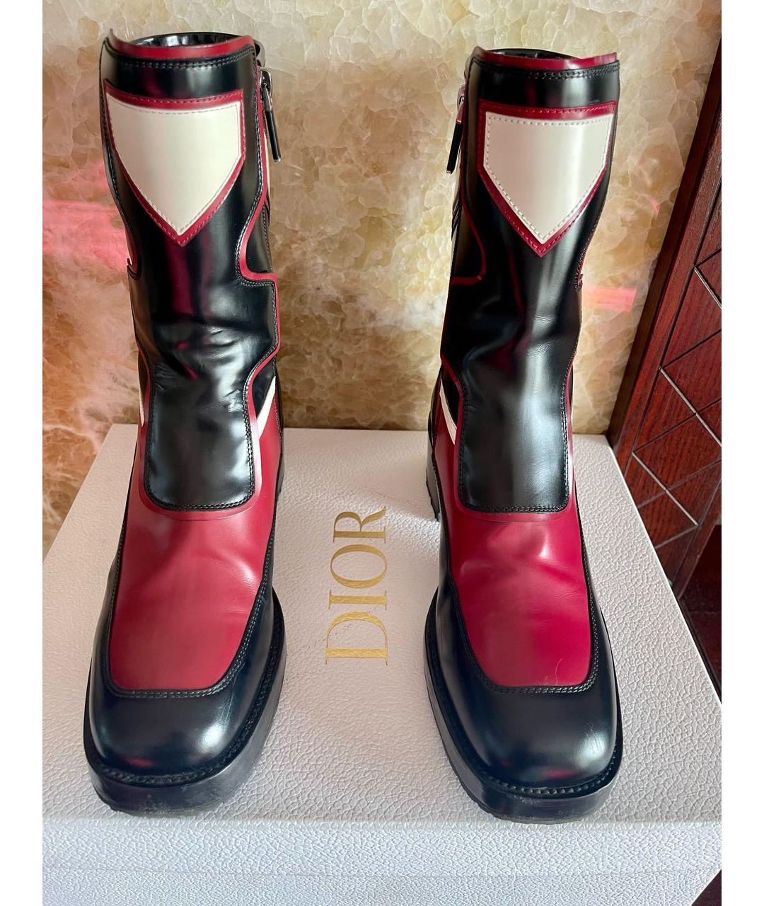 CHRISTIAN DIOR Бордовые кожаные полусапоги, фото 2