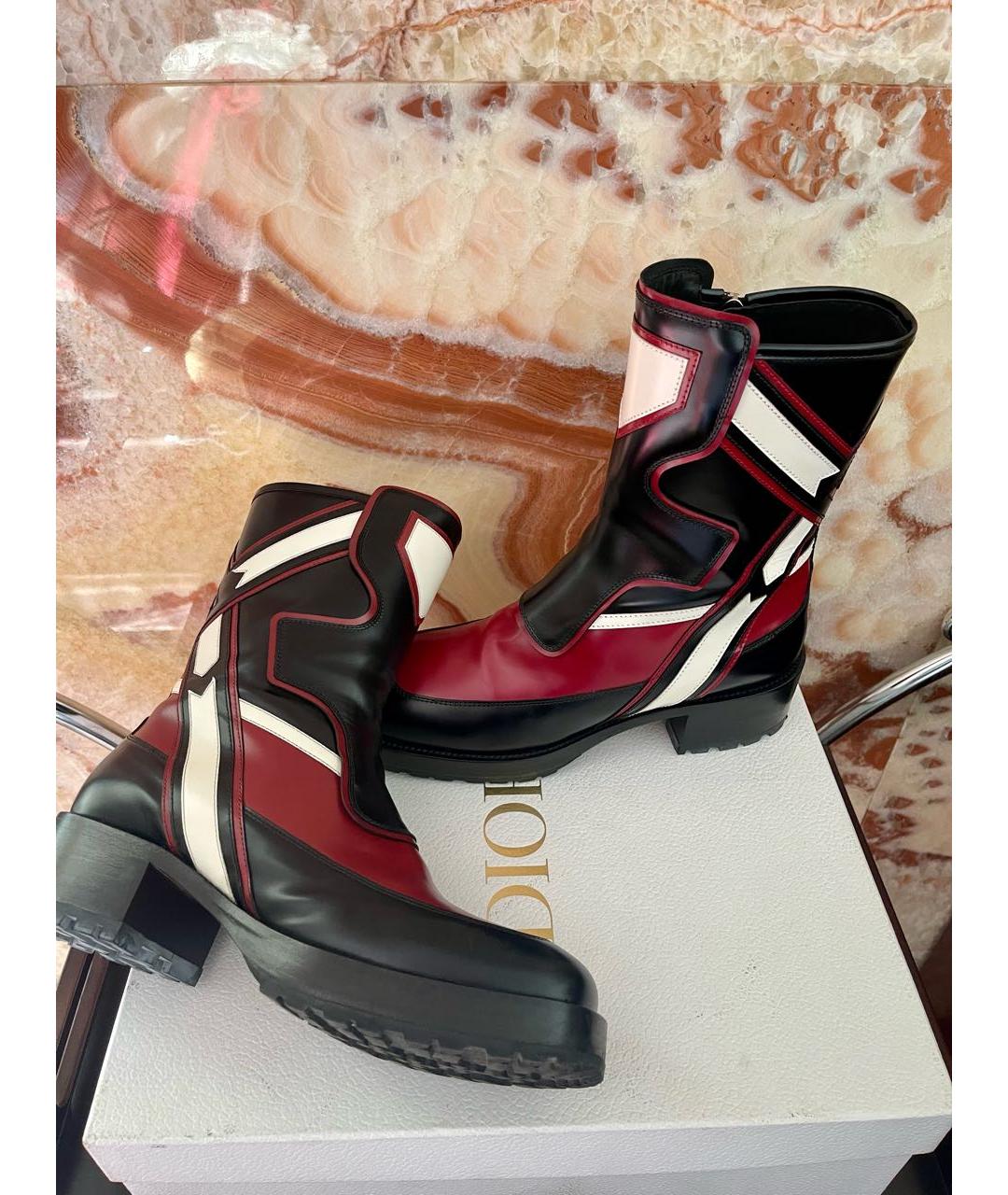 CHRISTIAN DIOR Бордовые кожаные полусапоги, фото 6