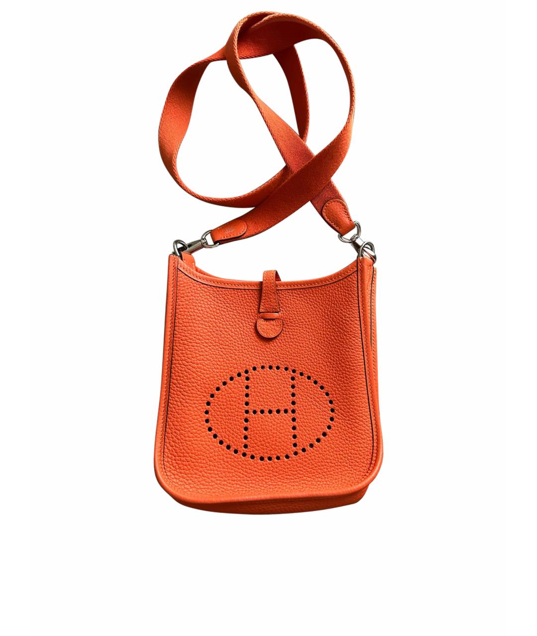 HERMES Оранжевая кожаная сумка через плечо, фото 1