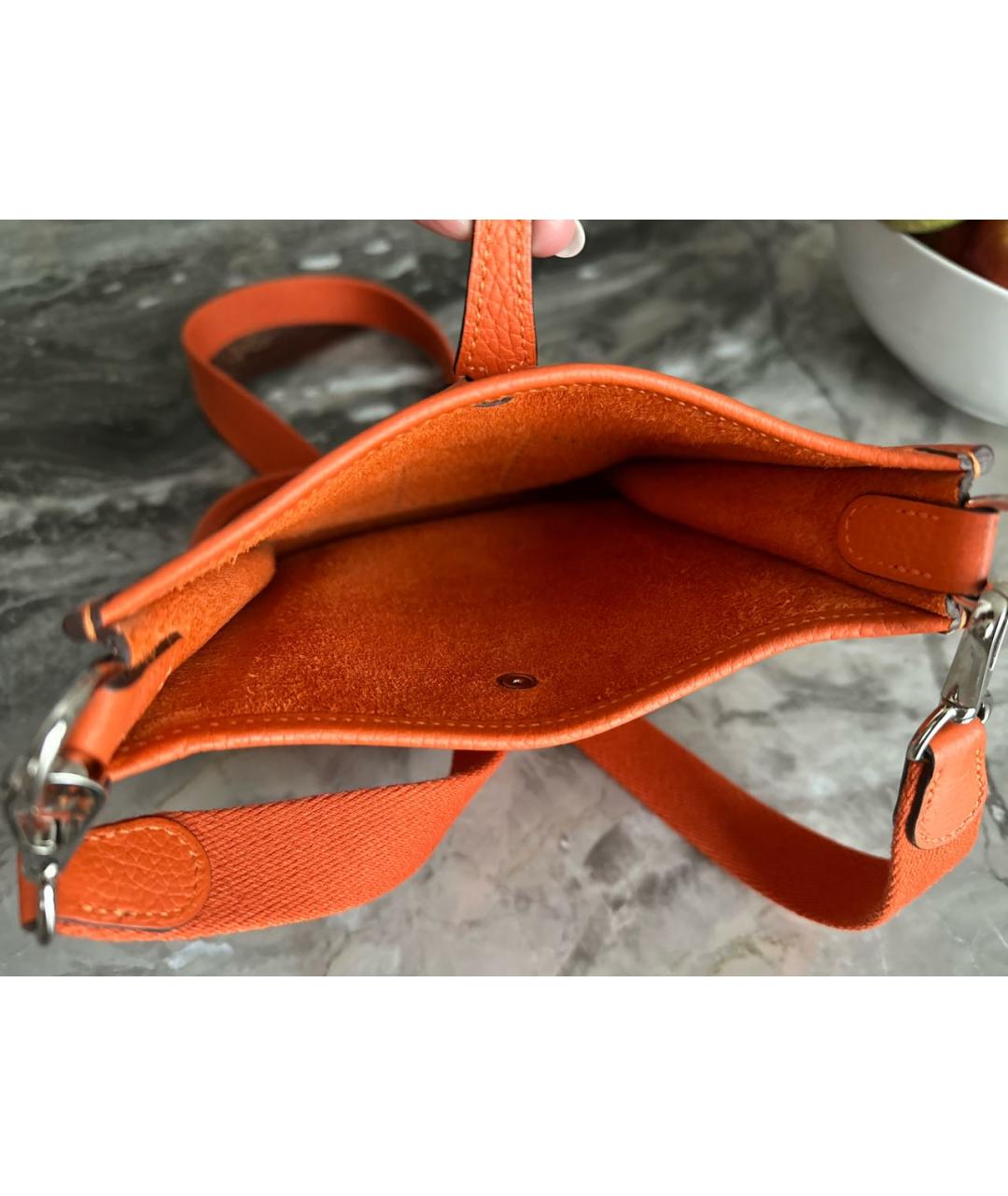 HERMES Оранжевая кожаная сумка через плечо, фото 5
