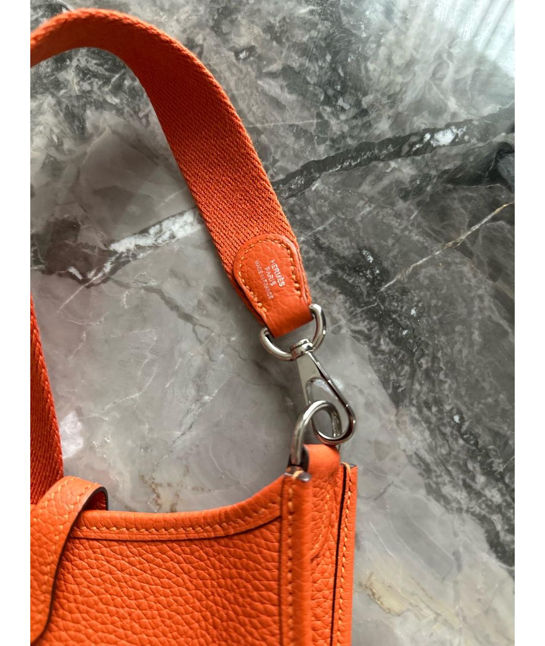 HERMES Оранжевая кожаная сумка через плечо, фото 3