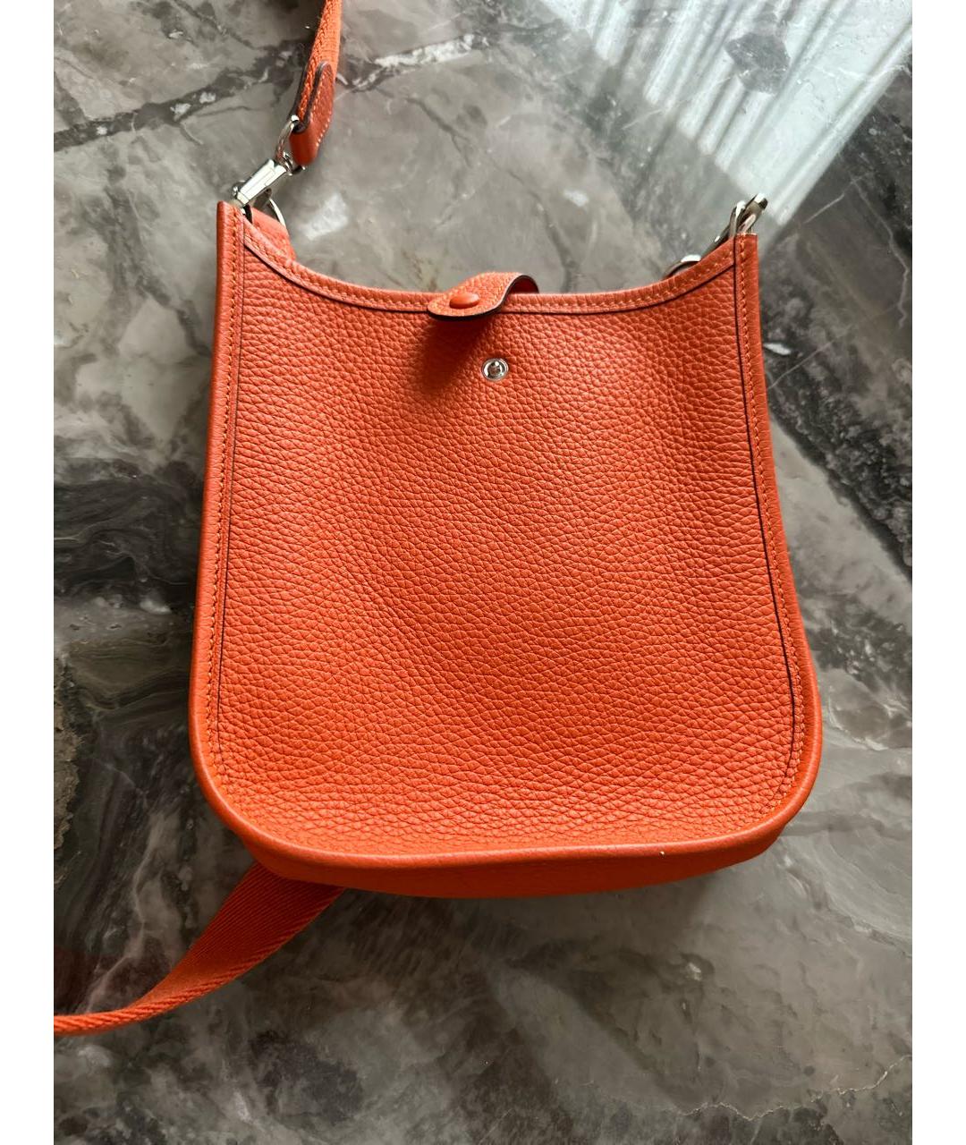 HERMES Оранжевая кожаная сумка через плечо, фото 2