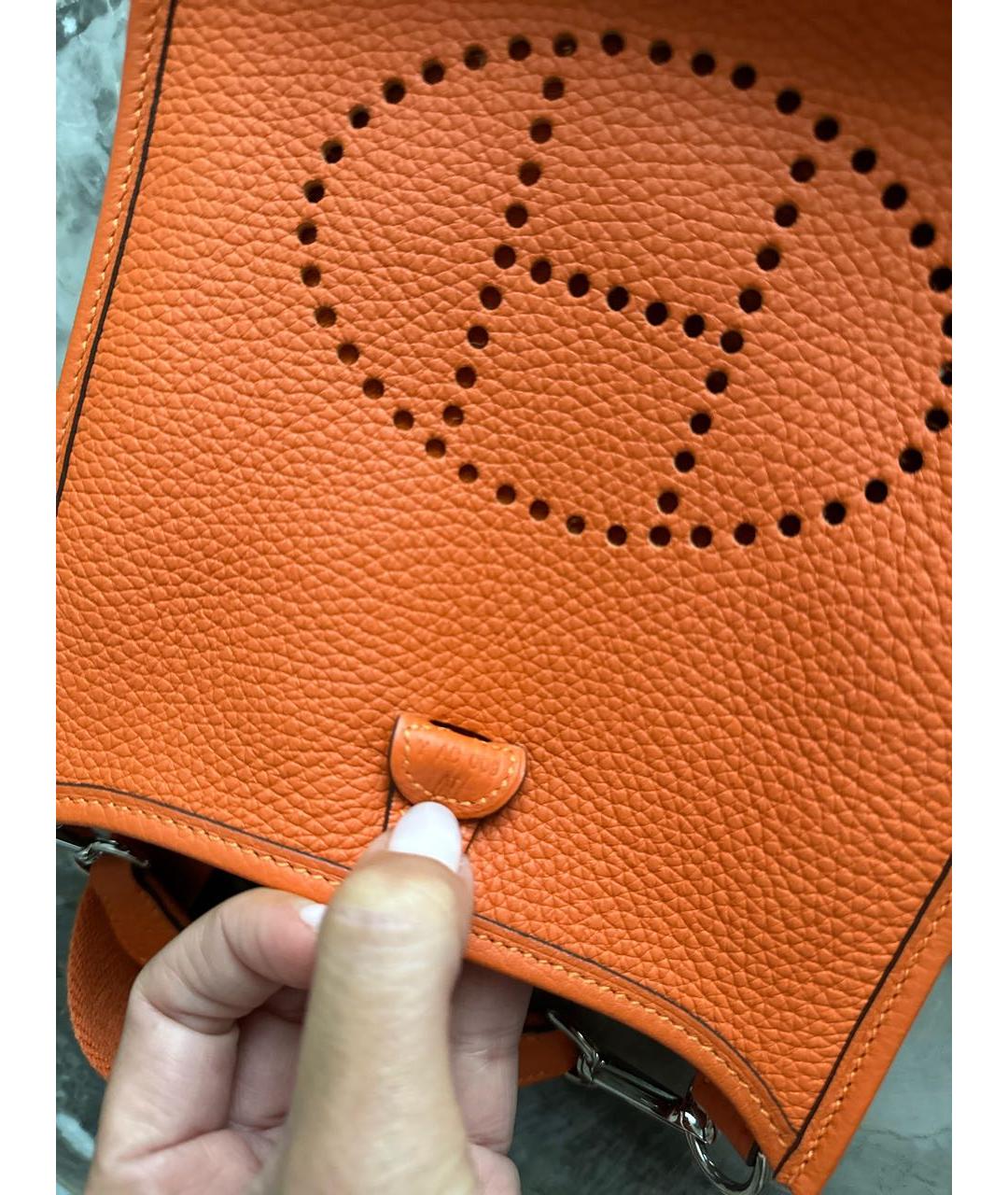 HERMES Оранжевая кожаная сумка через плечо, фото 4