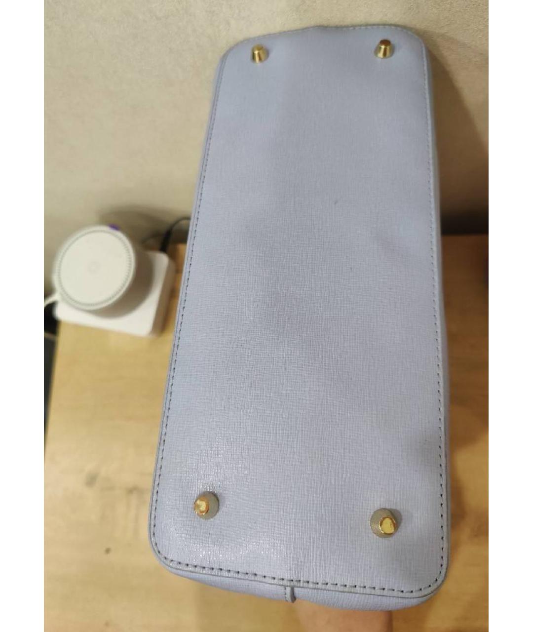FURLA Голубая кожаная сумка с короткими ручками, фото 7