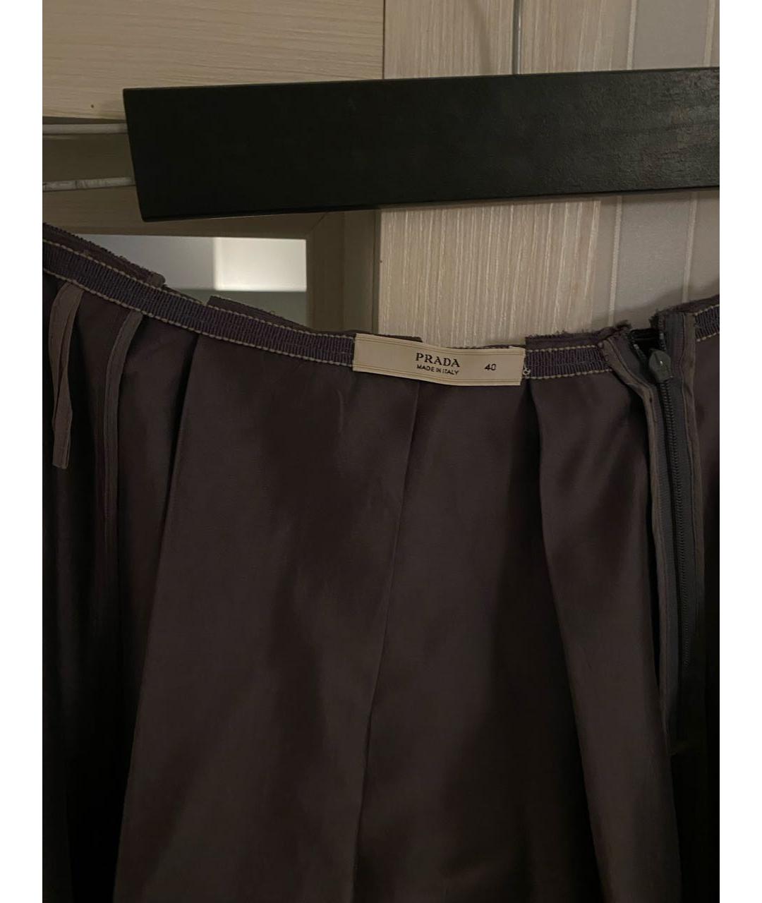 PRADA Коричневая атласная юбка мини, фото 4