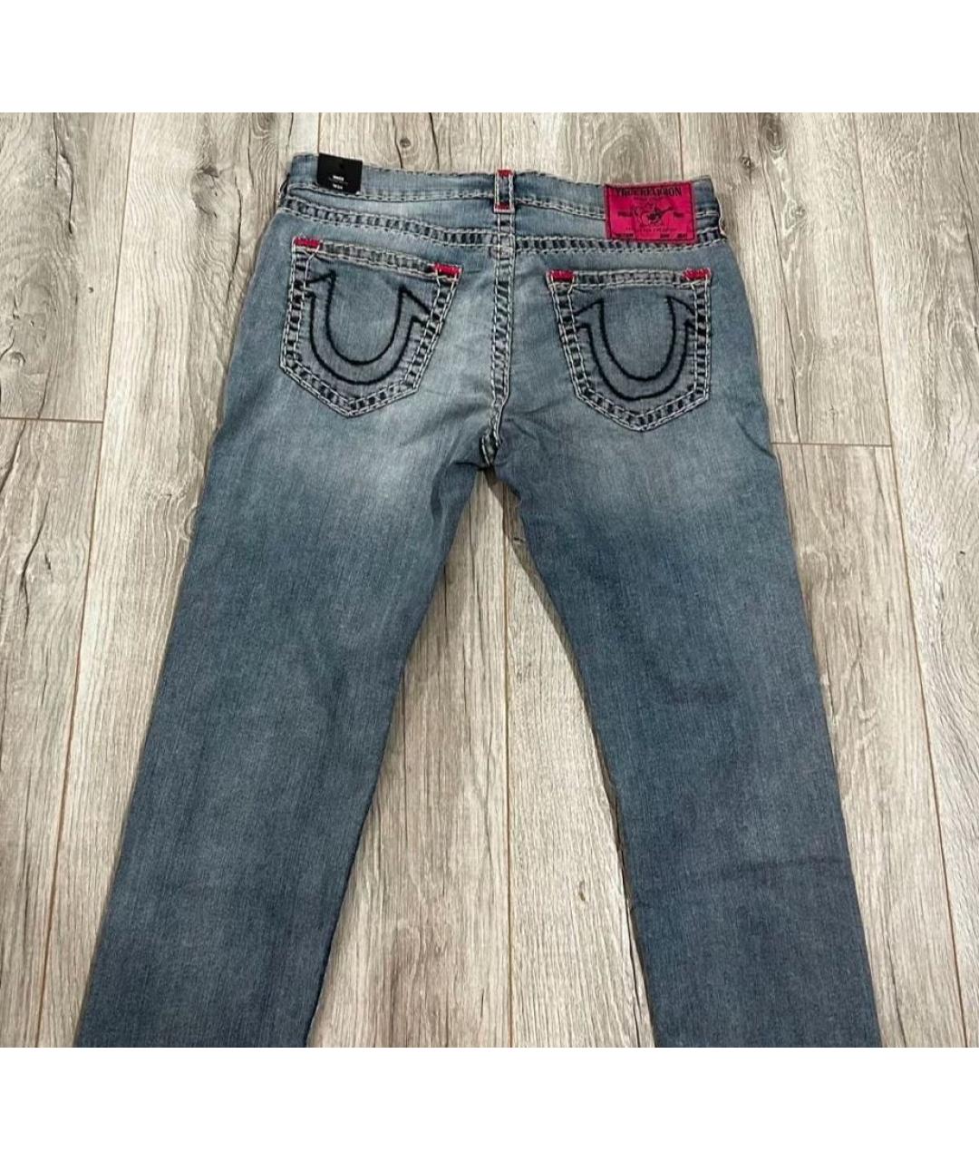 TRUE RELIGION Синие хлопковые прямые джинсы, фото 2