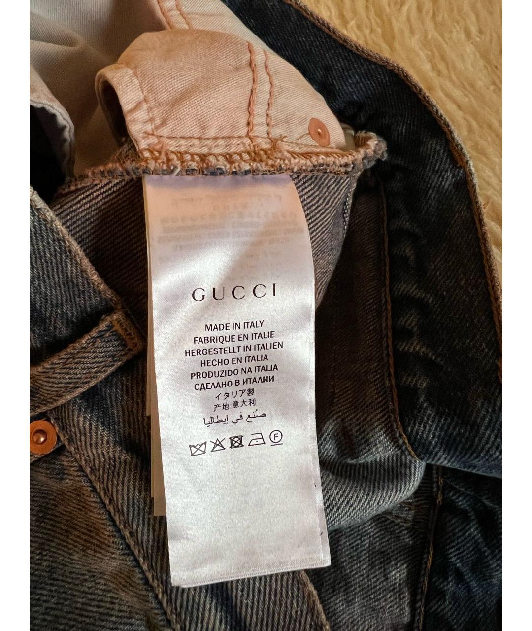 GUCCI Синие хлопковые прямые джинсы, фото 5