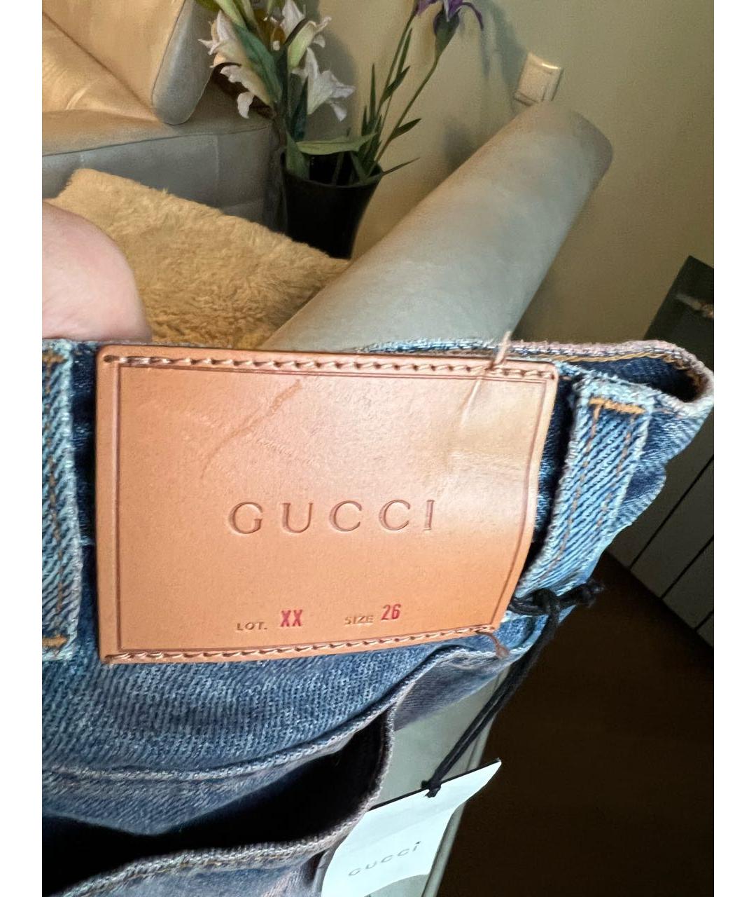 GUCCI Синие хлопковые прямые джинсы, фото 4