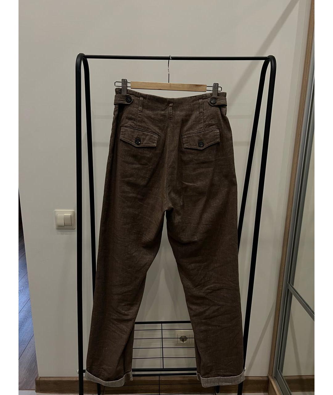 PESERICO Коричневые льняные брюки широкие, фото 2
