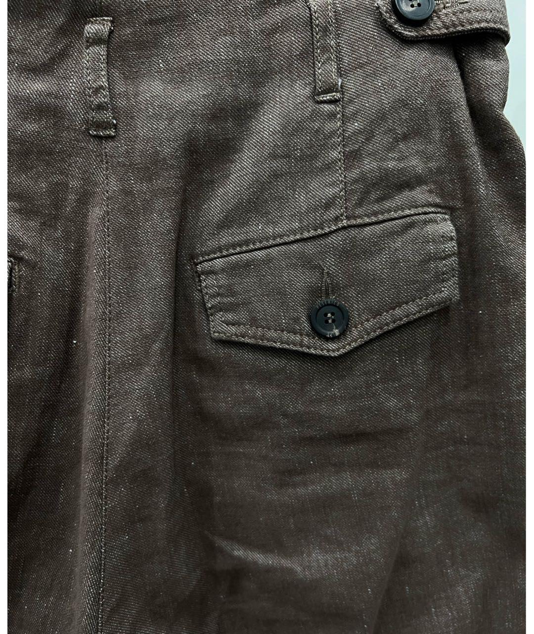 PESERICO Коричневые льняные брюки широкие, фото 5