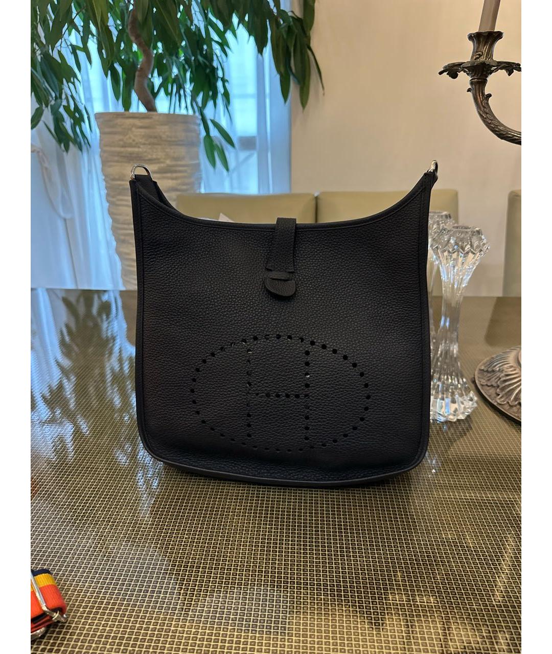 HERMES Темно-синяя кожаная сумка через плечо, фото 5