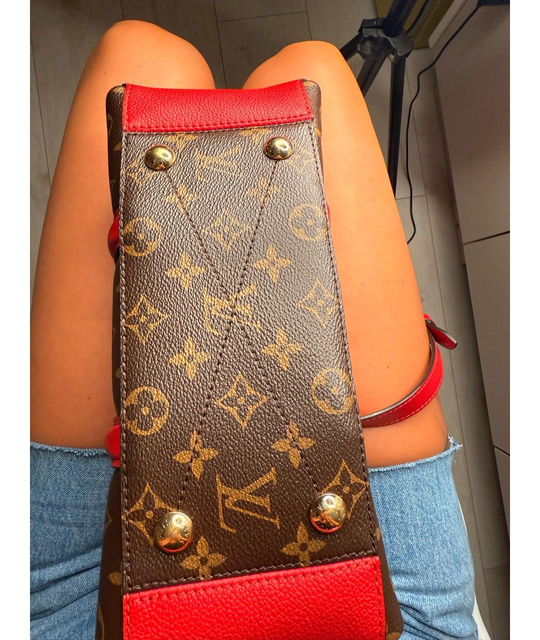 LOUIS VUITTON Коричневая кожаная сумка тоут, фото 8