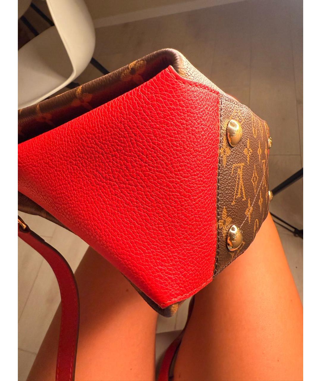 LOUIS VUITTON Коричневая кожаная сумка тоут, фото 7