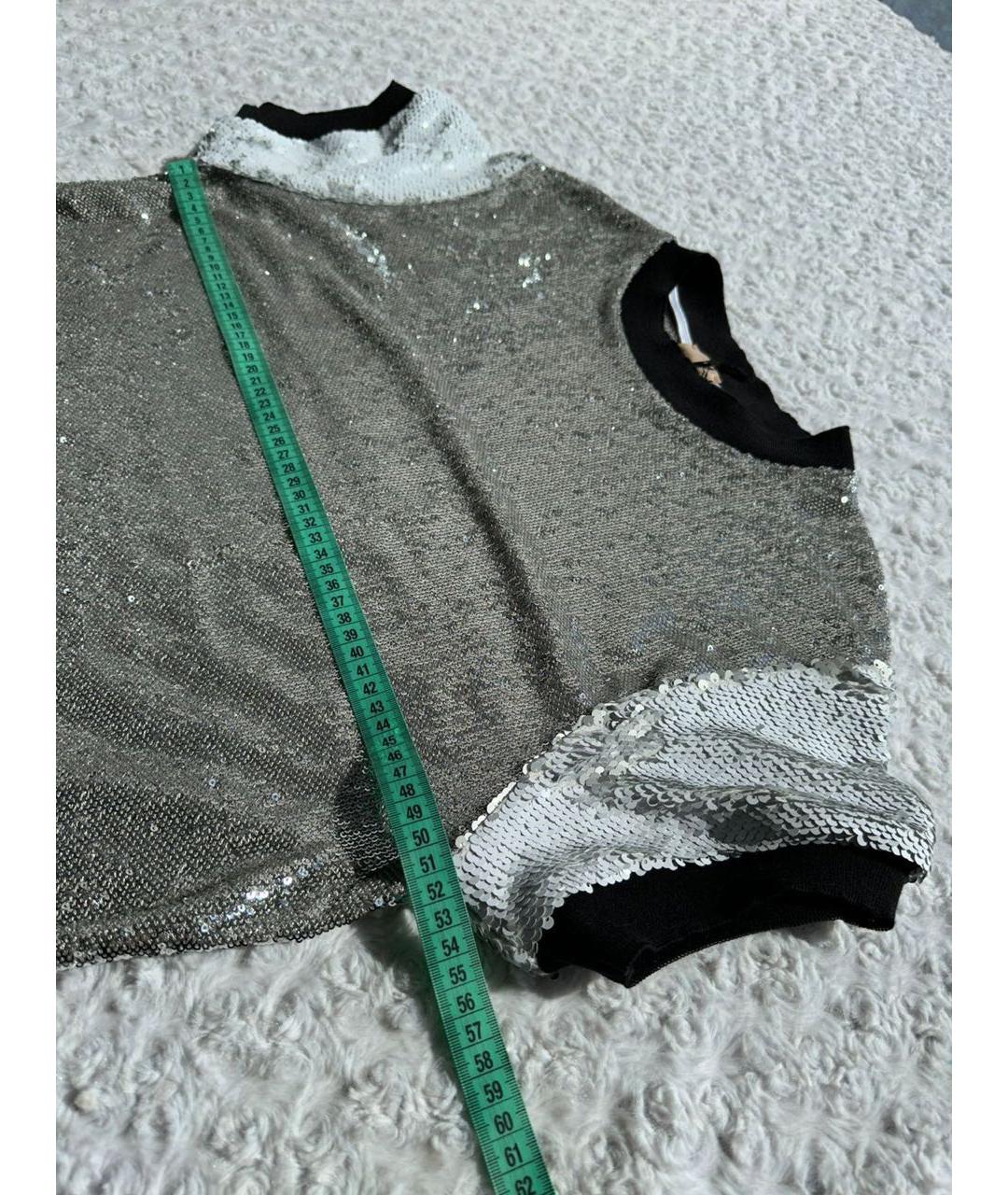 NUDE Серебряная полиэстеровая блузы, фото 4