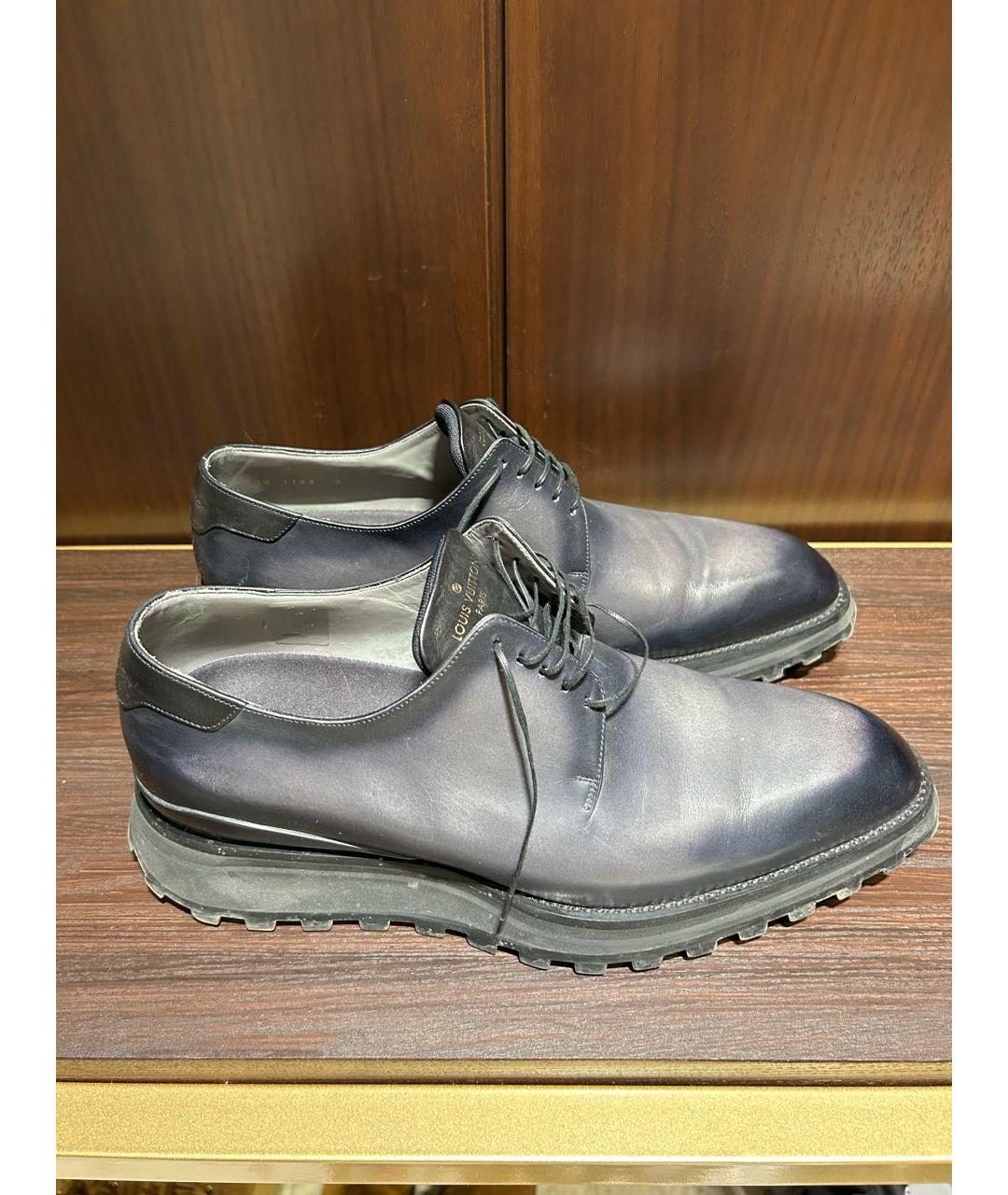 LOUIS VUITTON PRE-OWNED Антрацитовые кожаные туфли, фото 4