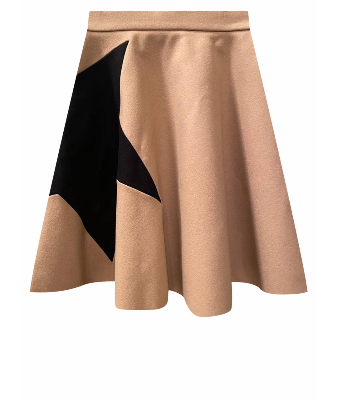 MSGM Бежевая шерстяная юбка миди, фото 1