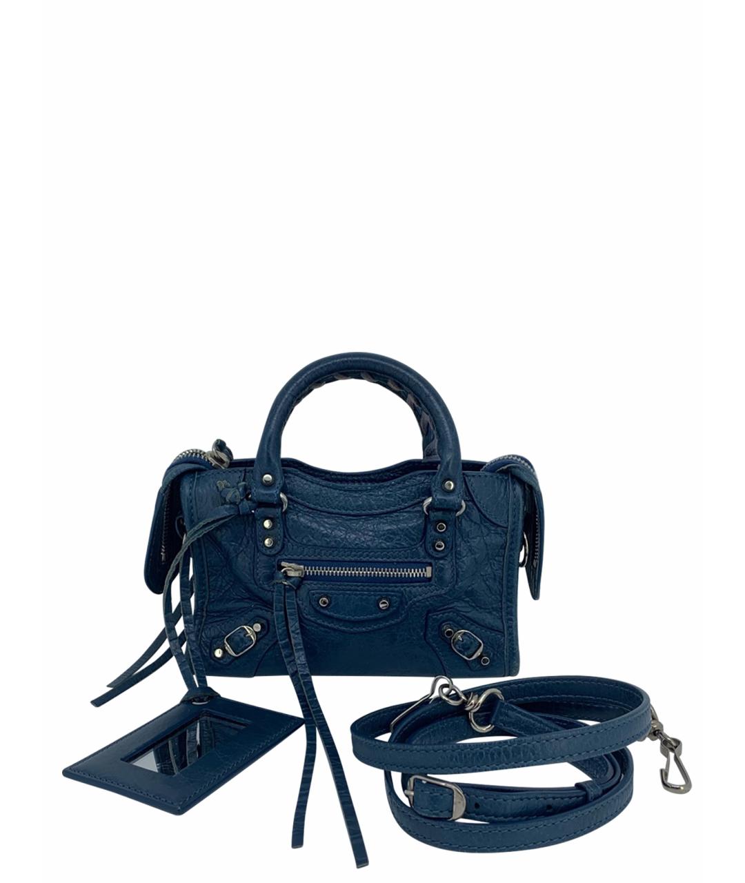 BALENCIAGA Темно-синяя кожаная сумка через плечо, фото 1