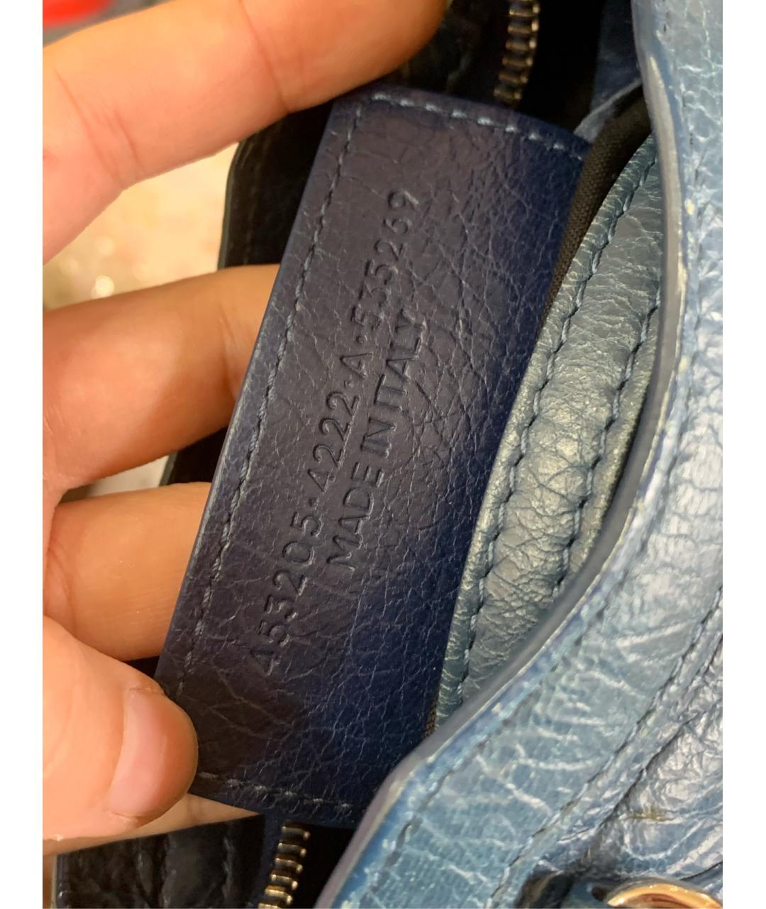 BALENCIAGA Темно-синяя кожаная сумка через плечо, фото 2
