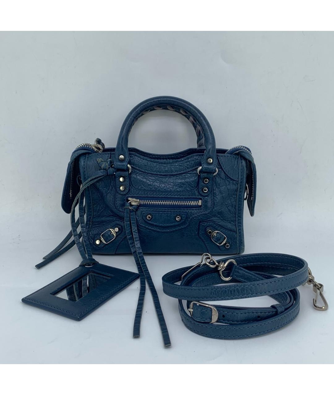 BALENCIAGA Темно-синяя кожаная сумка через плечо, фото 3