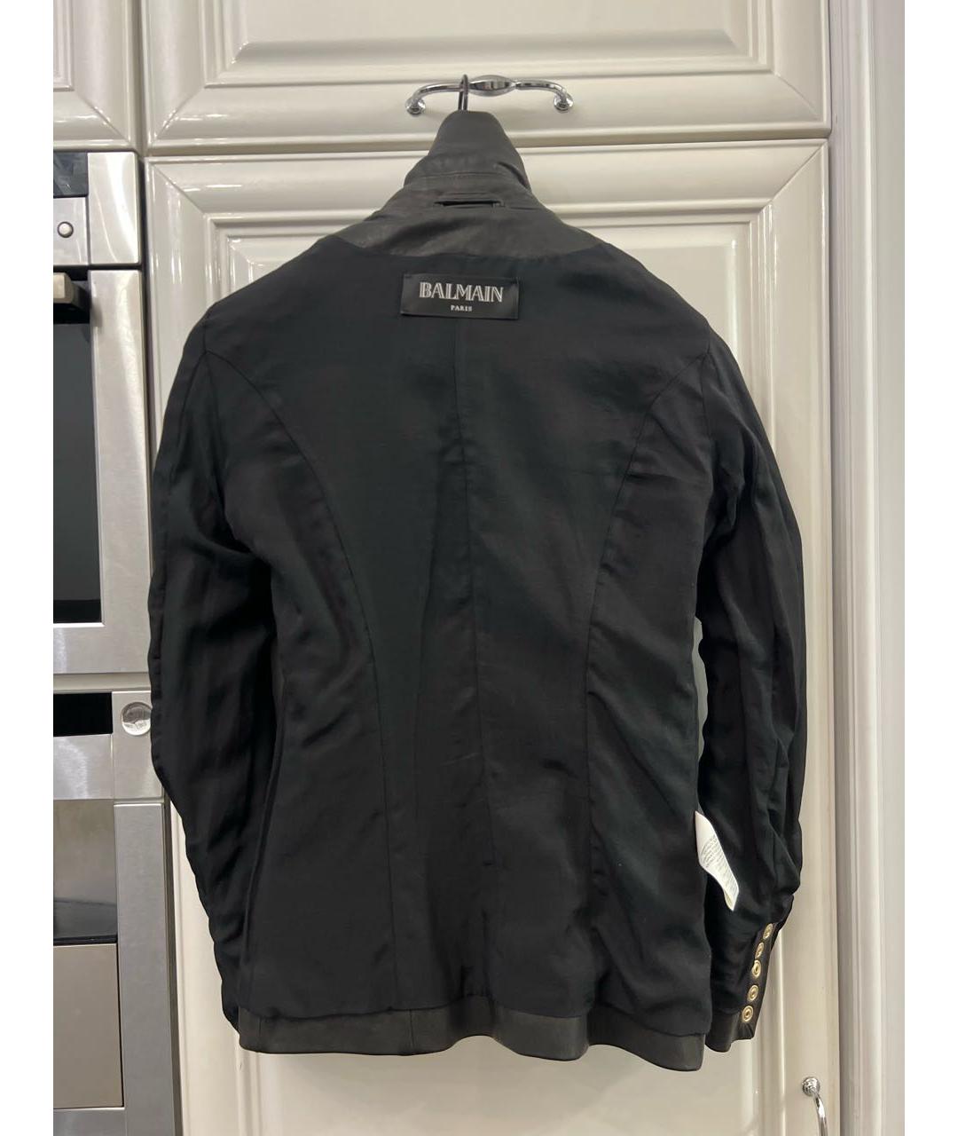 BALMAIN Черный кожаный жакет/пиджак, фото 3