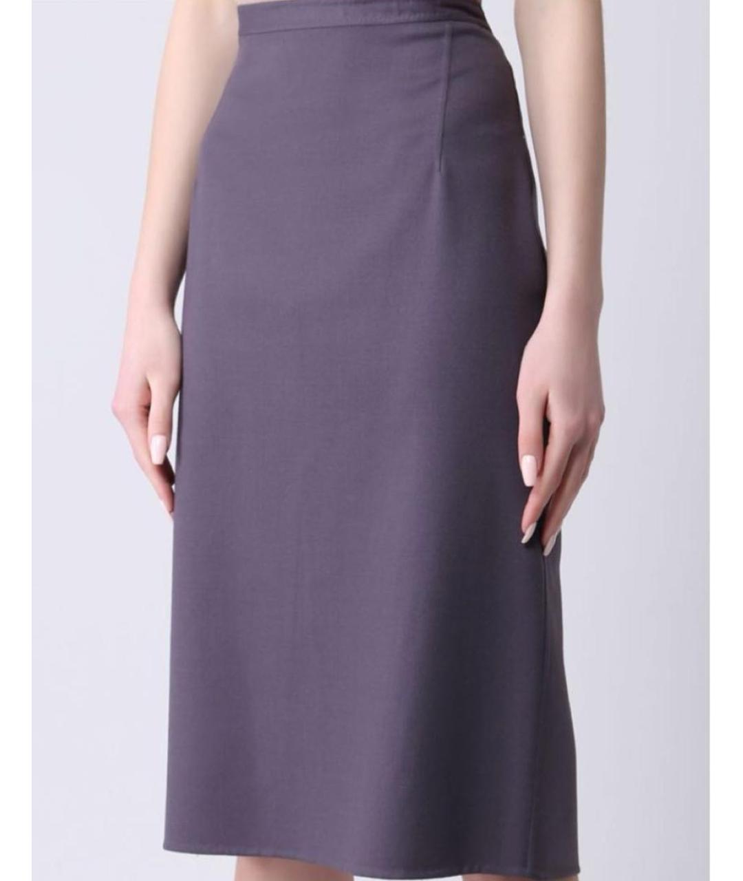 BOTTEGA VENETA Фиолетовая шерстяная юбка миди, фото 2