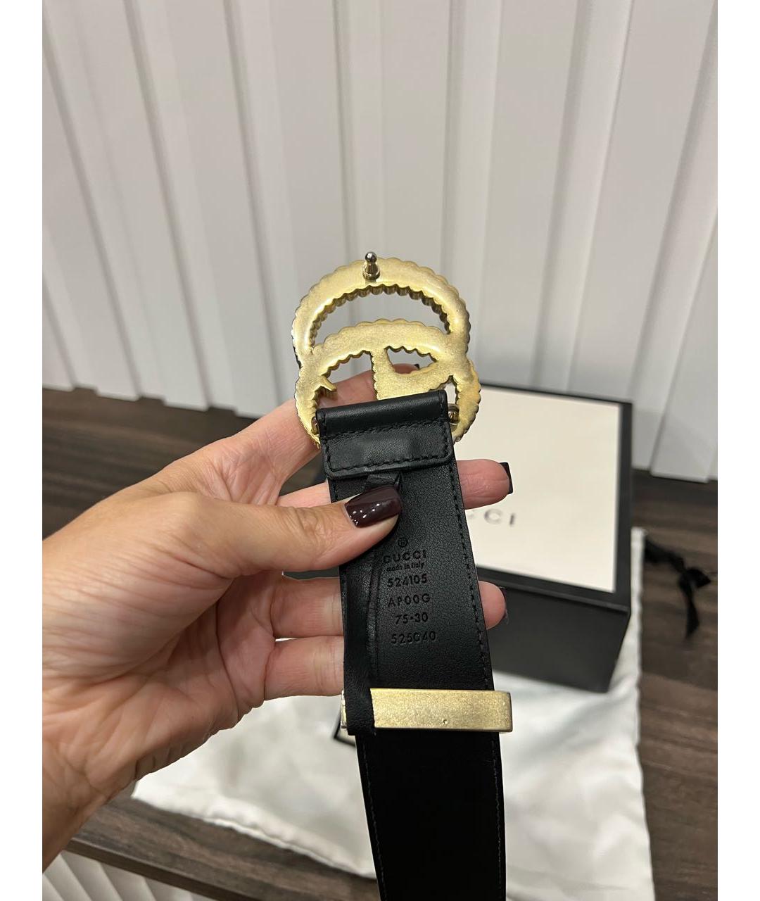 GUCCI Черный кожаный ремень, фото 3