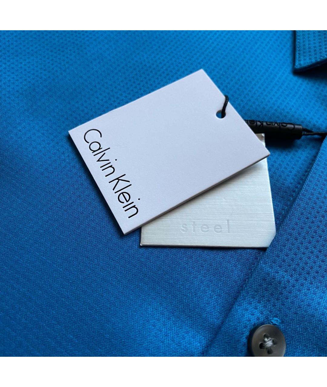 CALVIN KLEIN Голубая хлопковая кэжуал рубашка, фото 6