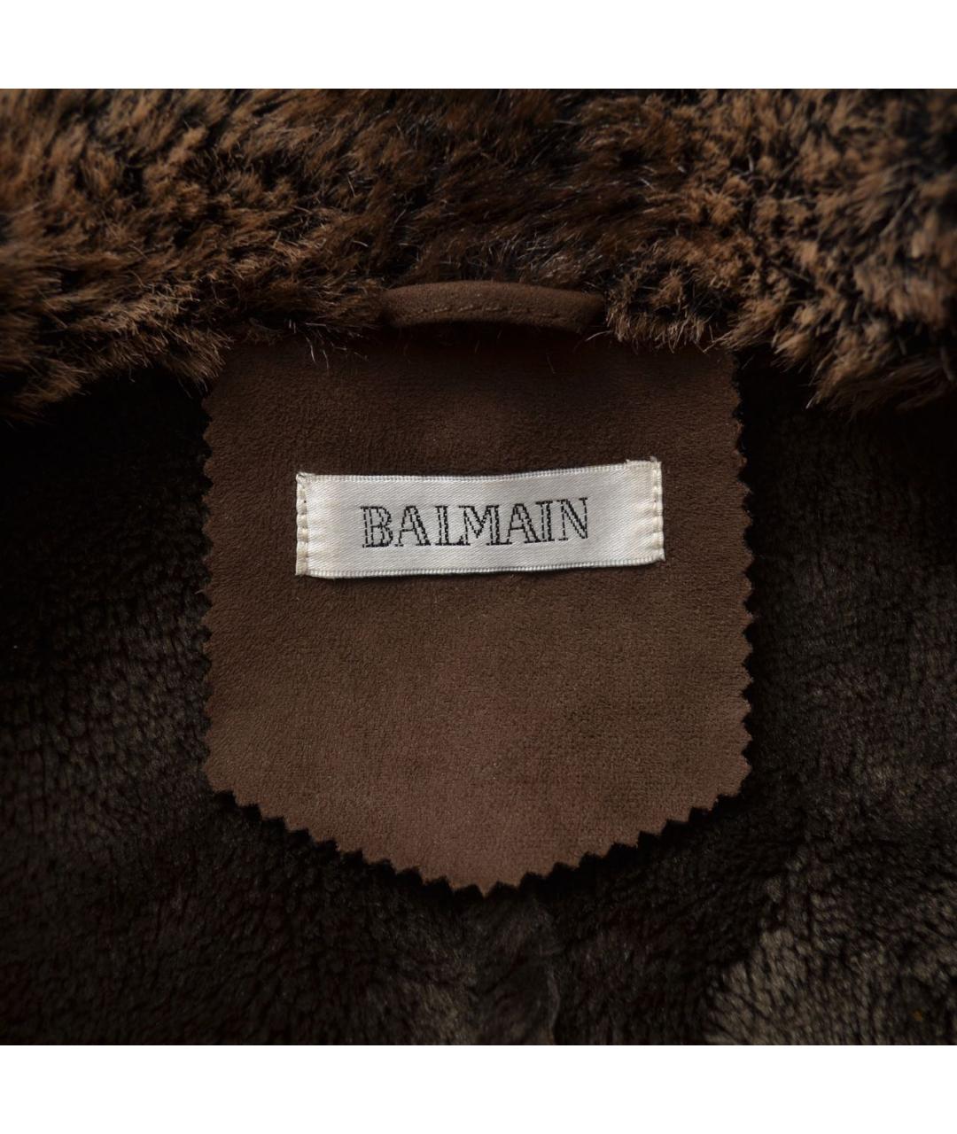 BALMAIN Коричневая полиэстеровая дубленка, фото 4