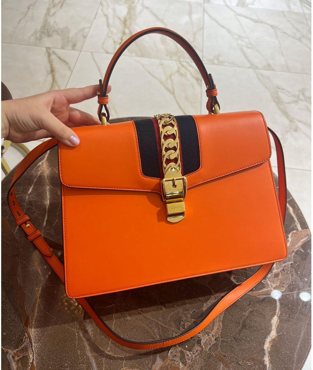 GUCCI Оранжевая кожаная сумка через плечо, фото 2
