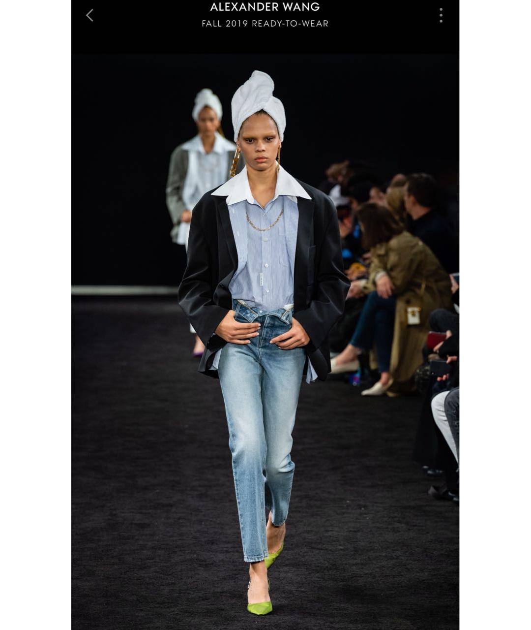 ALEXANDER WANG Голубые хлопковые прямые джинсы, фото 6