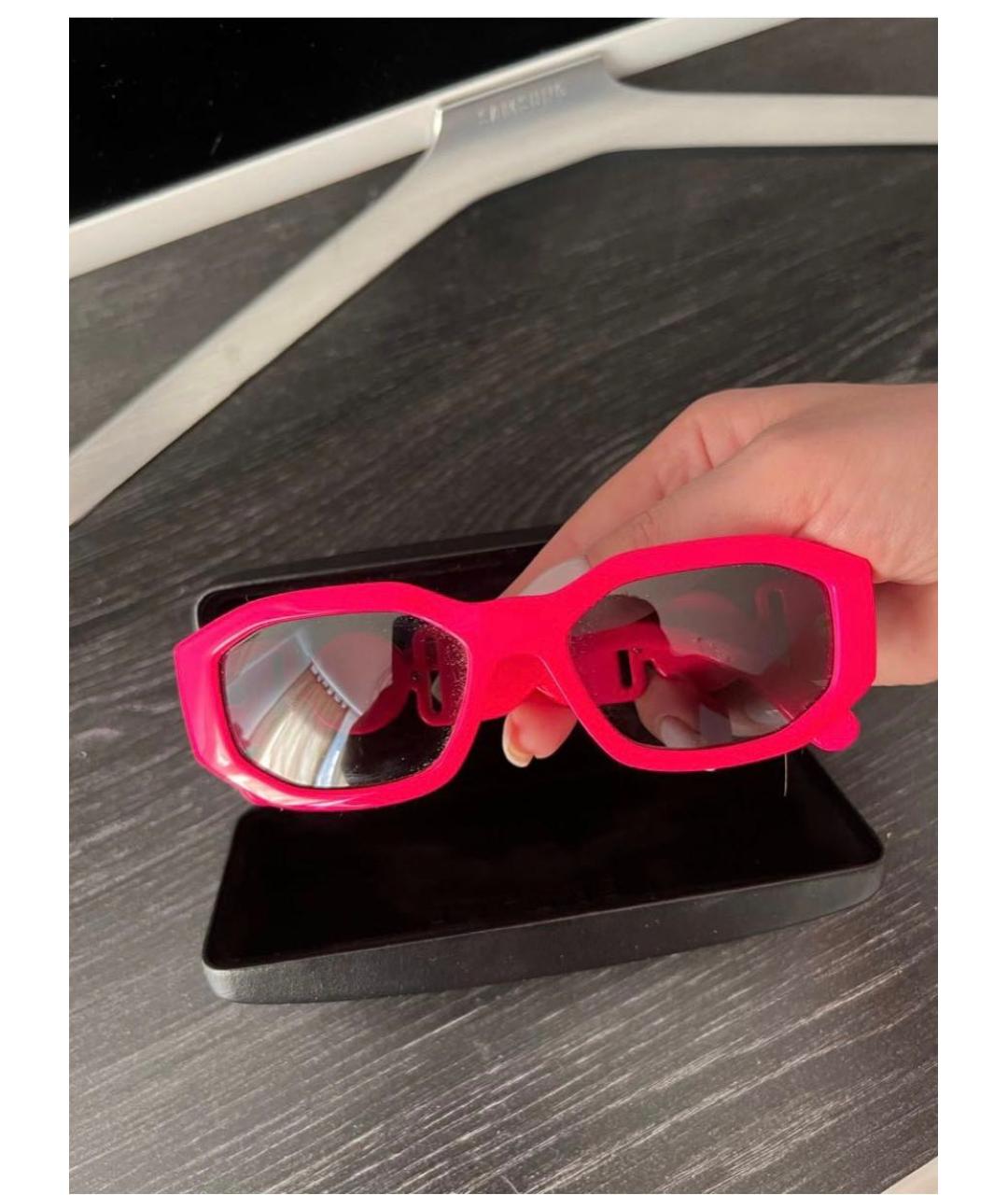 VERSACE Розовые пластиковые солнцезащитные очки, фото 4