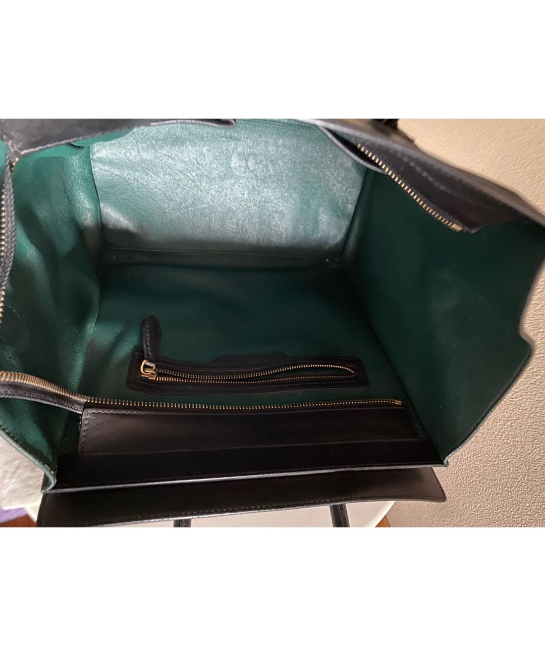 CELINE Зеленая кожаная сумка с короткими ручками, фото 5