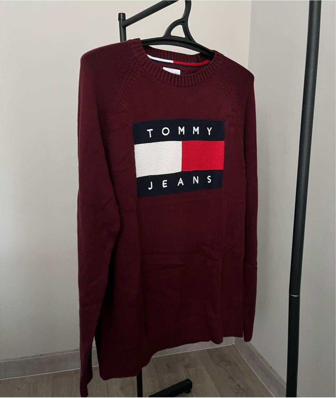 TOMMY HILFIGER Бордовый хлопковый джемпер / свитер, фото 2