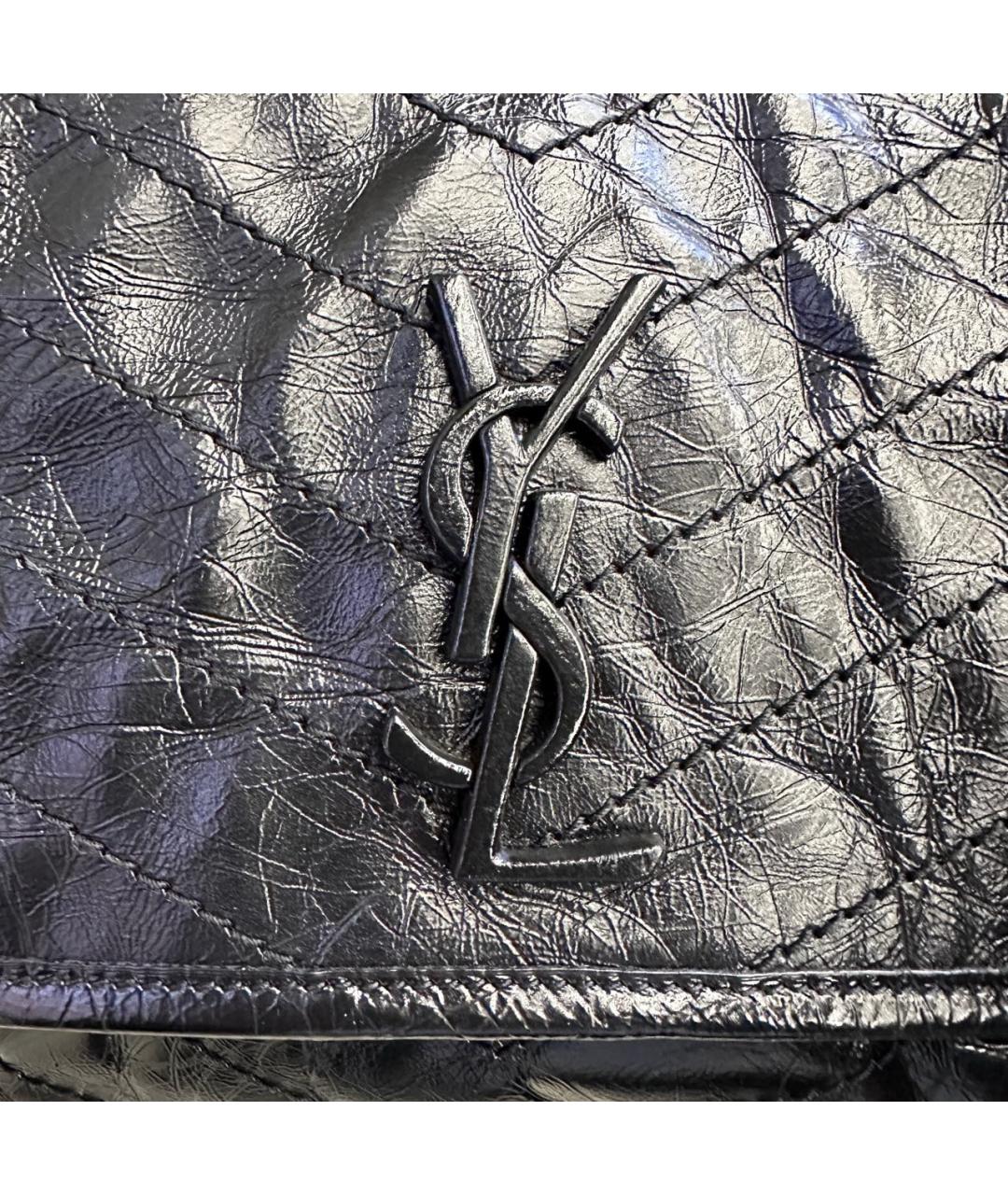 SAINT LAURENT Черная кожаная сумка через плечо, фото 3