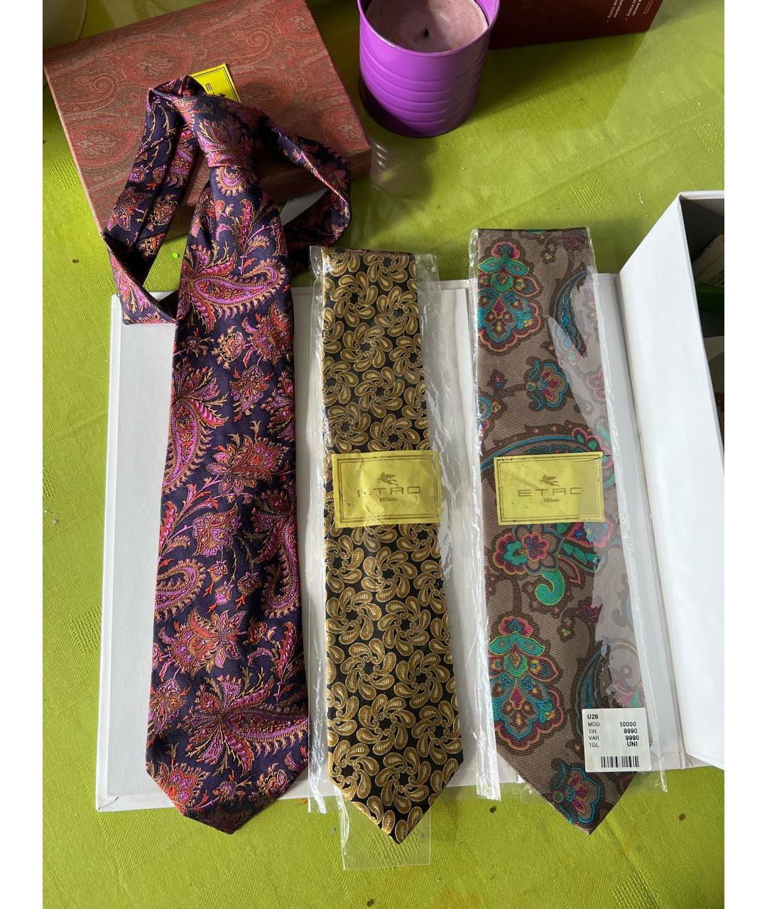 ETRO Коричневый шелковый галстук, фото 5