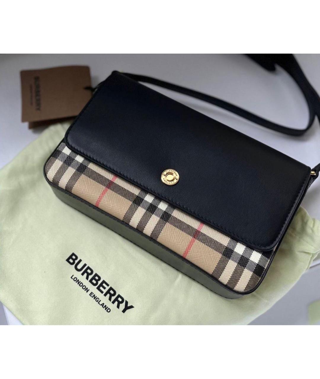 BURBERRY Черная кожаная сумка через плечо, фото 6