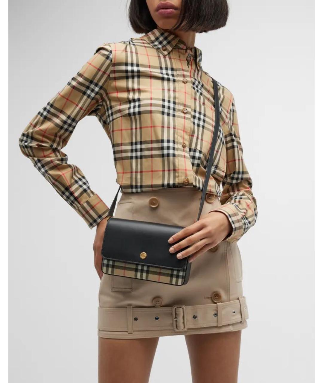 BURBERRY Черная кожаная сумка через плечо, фото 5